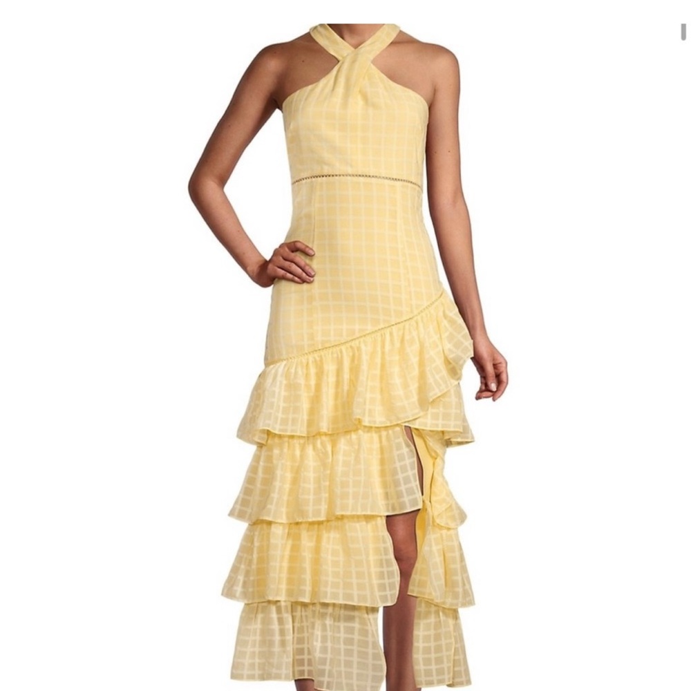 Likely Yellow High Low Ruffle Dress
